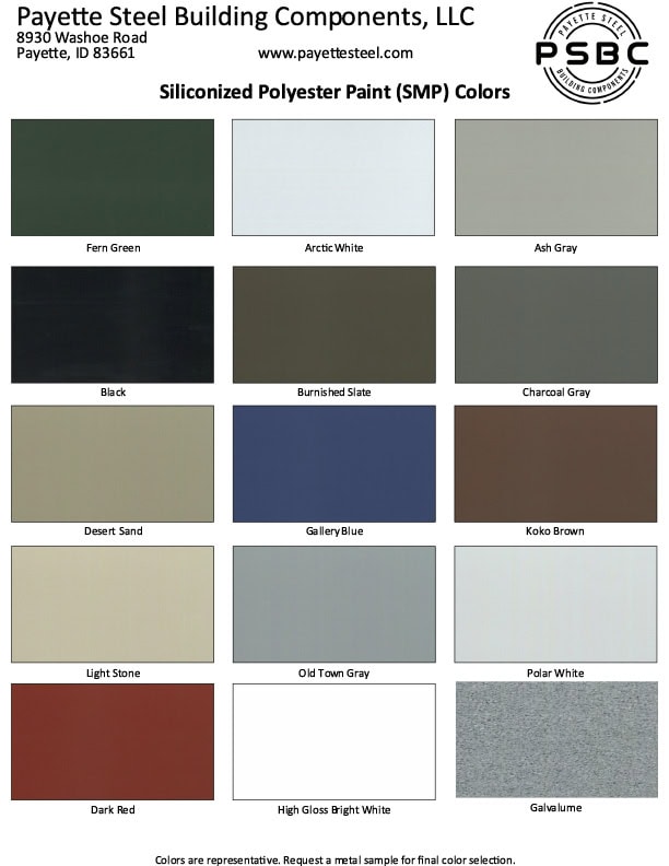 Payette steel color charts